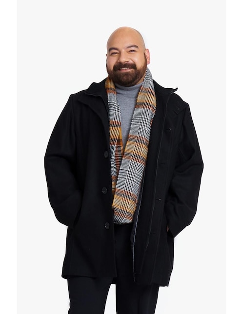 Abrigo lana efecto doble prenda para hombre