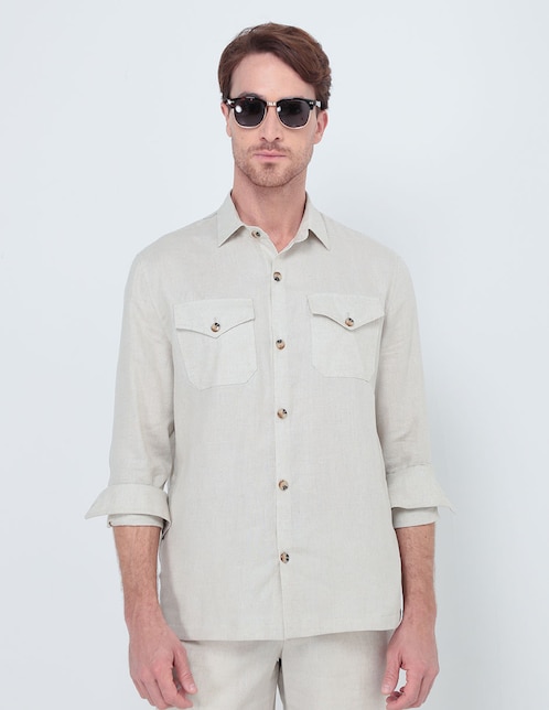 Camisa casual de algodón manga larga para hombre 1