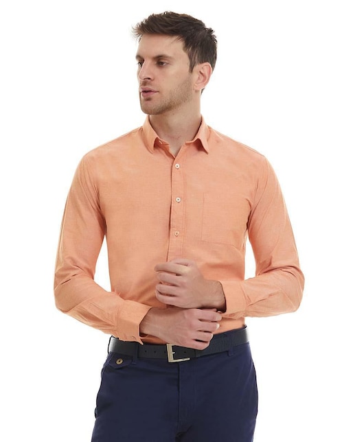 Camisa casual Vittorio Forti de lino y algodón manga larga para hombre