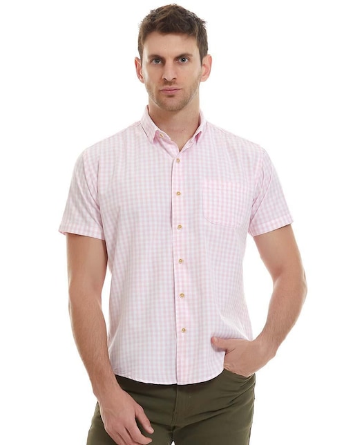 Camisa business casual Vittorio Forti de algodón manga corta para hombre