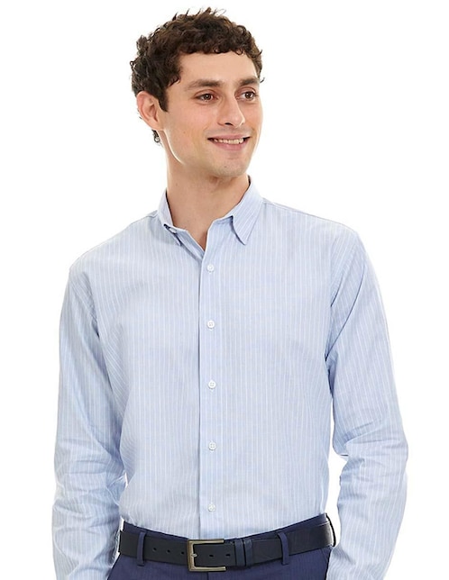 Camisa formal Vittorio Forti de algodón y lino manga larga para hombre