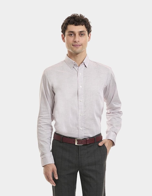 Camisa de vestir de algodón manga larga para hombre 1