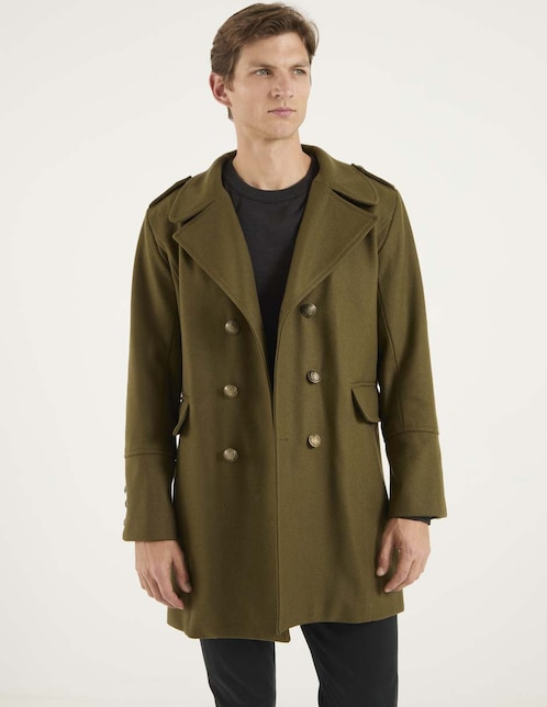 Abrigo de lana impermeable con bolsillos para hombre