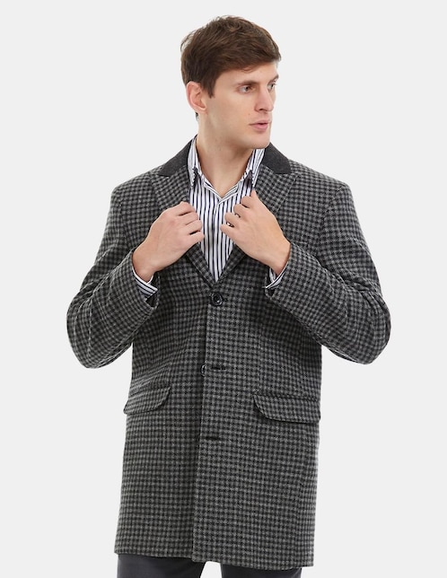 Abrigo Vittorio Forti de lana con bolsillos estampado pata de gallo para hombre