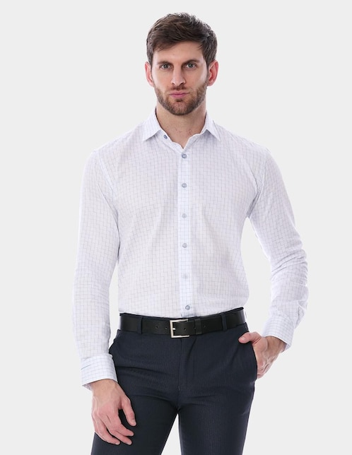 Camisa de vestir de algodón manga larga para hombre 1