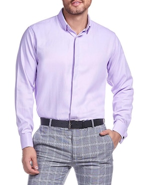 Camisa Formal Vittorio Forti Manga Larga Para Hombre