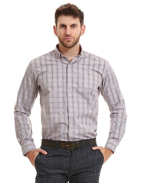 Camisa Business Casual Vittorio Forti De Algodón Manga Larga Para Hombre