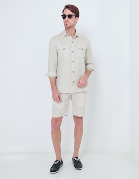 Camisa casual JBE de algodón manga larga para hombre