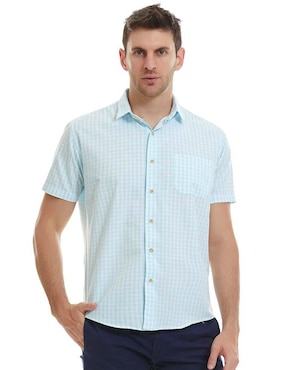 Camisa Business Casual Vittorio Forti De Algodón Manga Corta Para Hombre