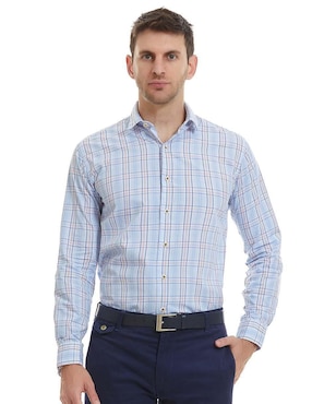 Camisa Business Casual Vittorio Forti De Algodón Manga Larga Para Hombre