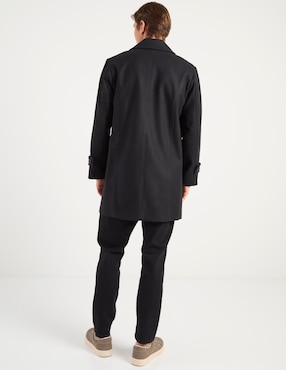 Abrigo Merkabá de lana impermeable con bolsillos estampado liso para hombre