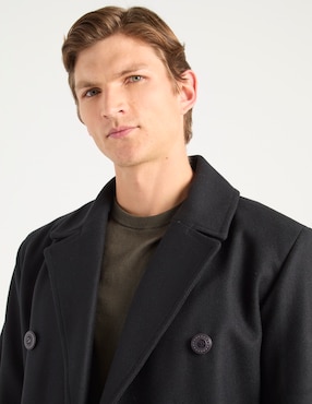 Abrigo Merkabá de lana impermeable con bolsillos estampado liso para hombre