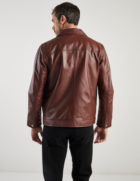 Chamarra bomber Calderoni de piel con bolsillos para hombre