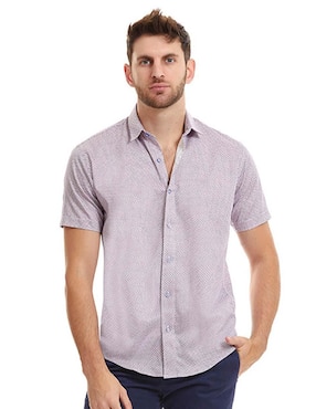 Camisa Business Casual Vittorio Forti De Algodón Manga Corta Para Hombre