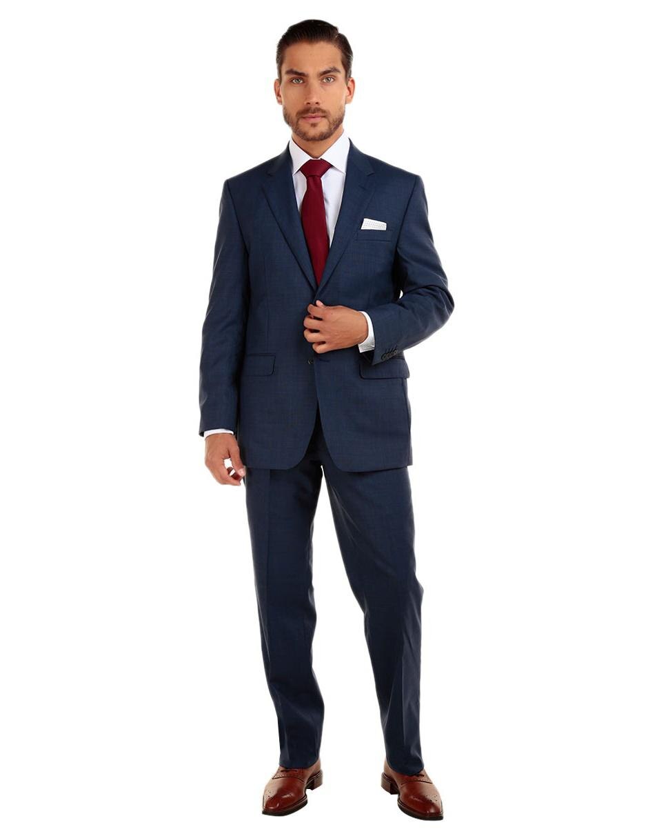 Traje falso liso Calvin Klein corte regular fit lana azul en Liverpool