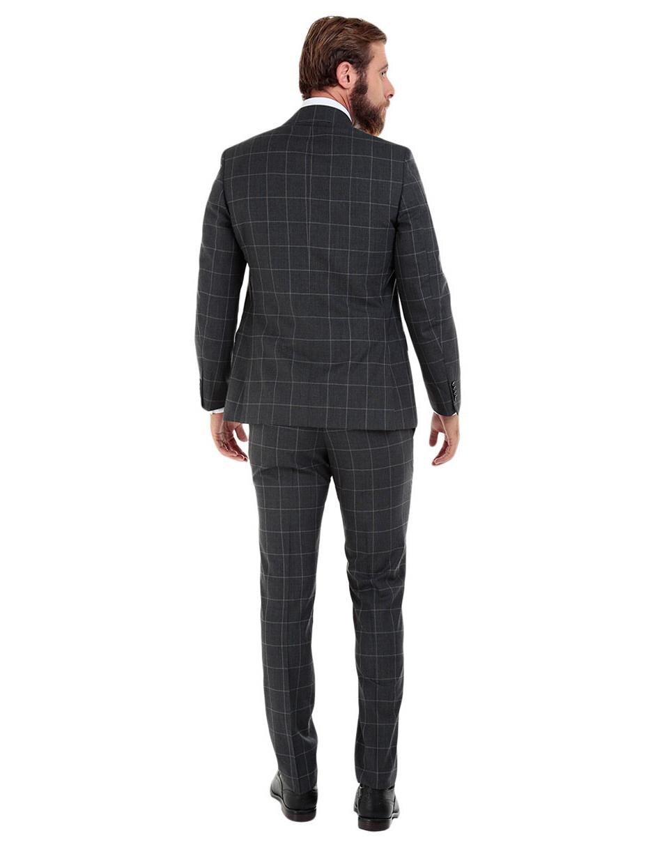 Traje a cuadros Scappino corte regular fit lana gris oxford en Liverpool