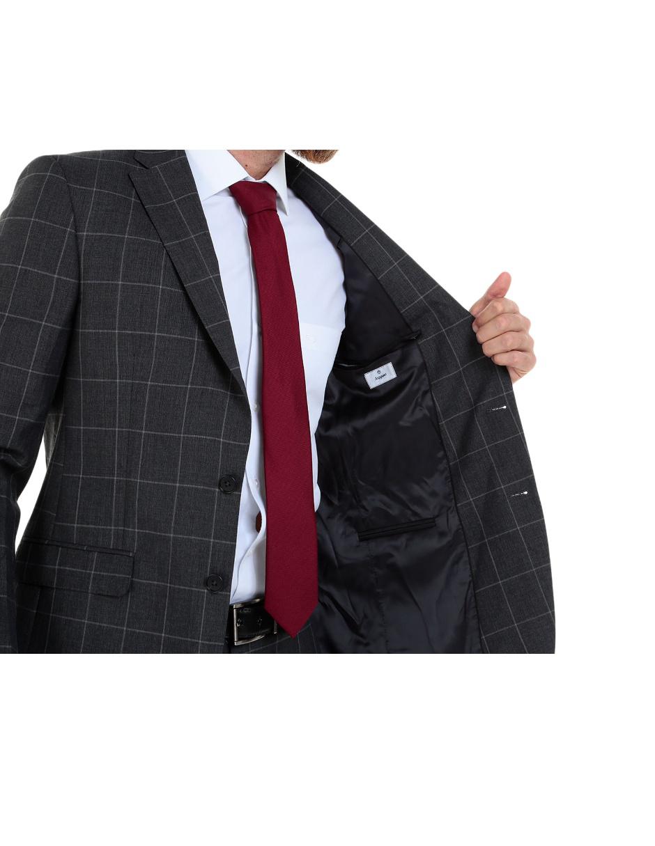 Traje a cuadros Scappino corte regular fit lana gris oxford en Liverpool