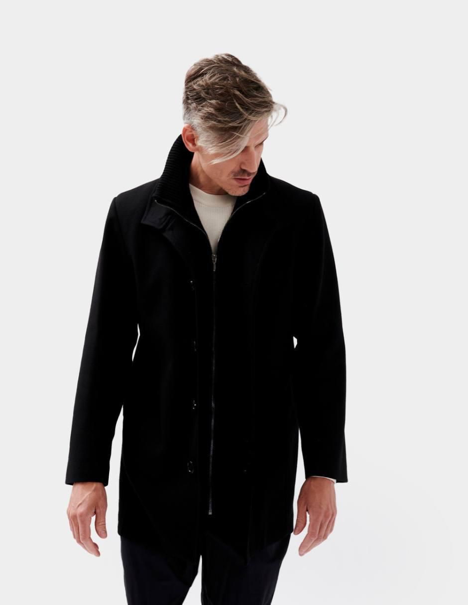 Abrigo lana efecto doble prenda para hombre