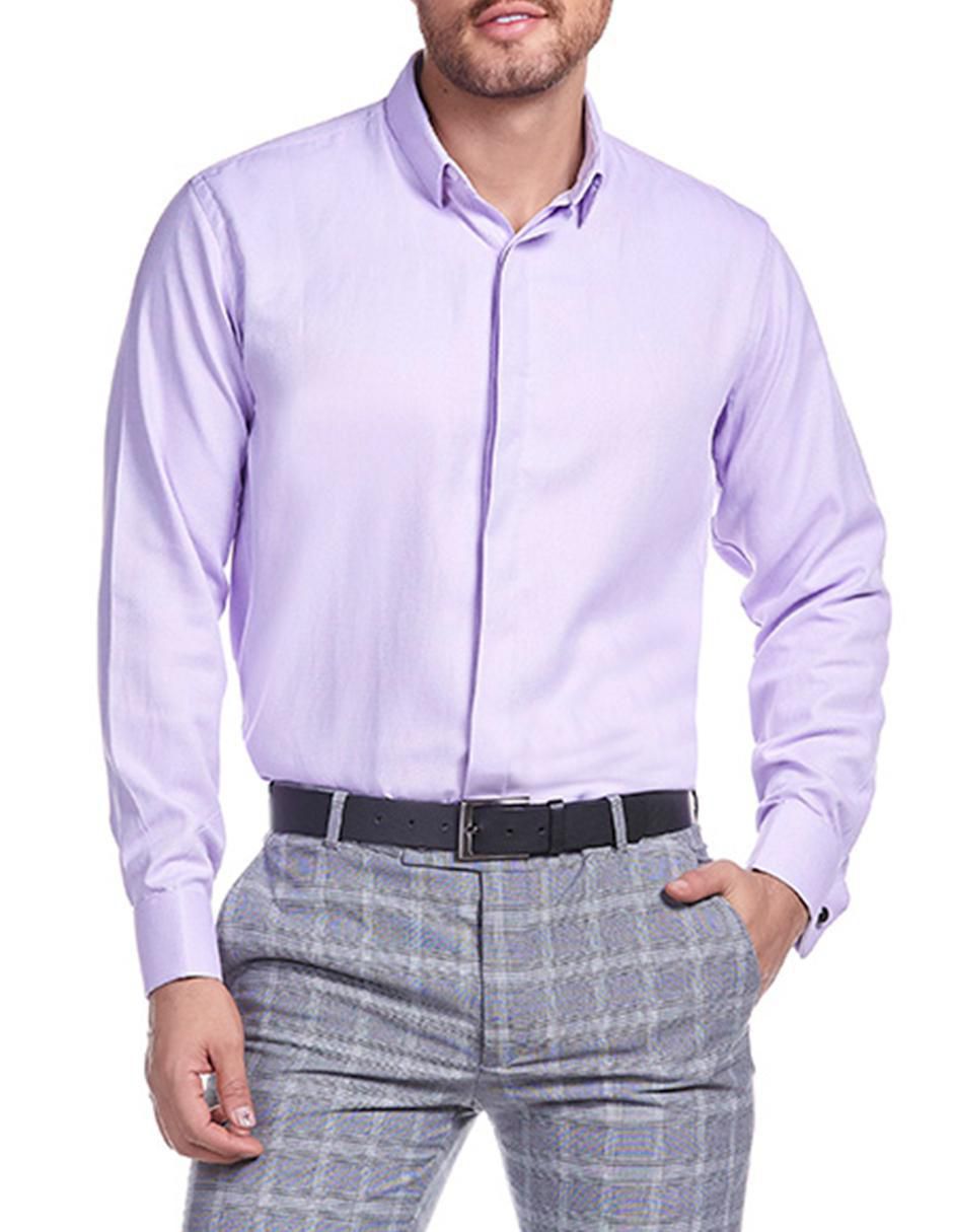 Lila Playeras Hombre Vestir Camisa Oxford Morada Hombre Camisería