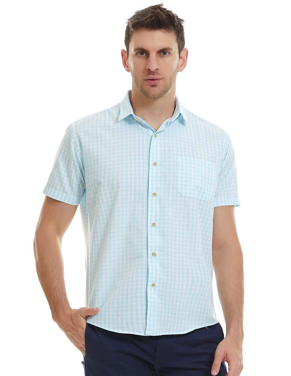 Camisa business casual de algodón manga corta para hombre Camisa business casual de algodón manga corta para hombre