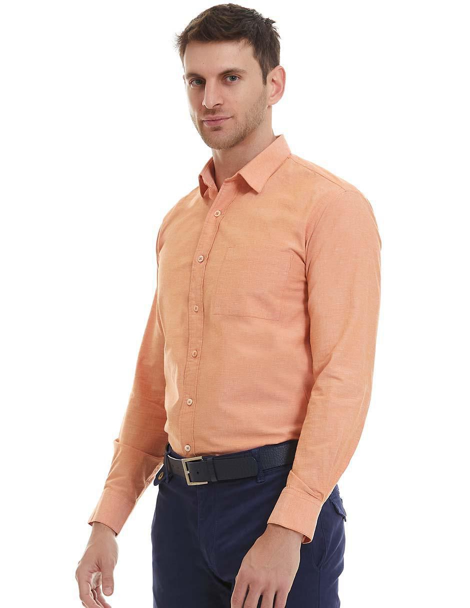 Camisa casual Vittorio Forti de lino y algodón manga larga para hombre