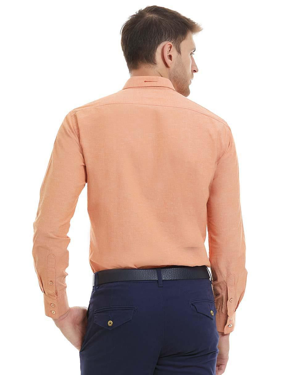 Camisa casual Vittorio Forti de lino y algodón manga larga para hombre