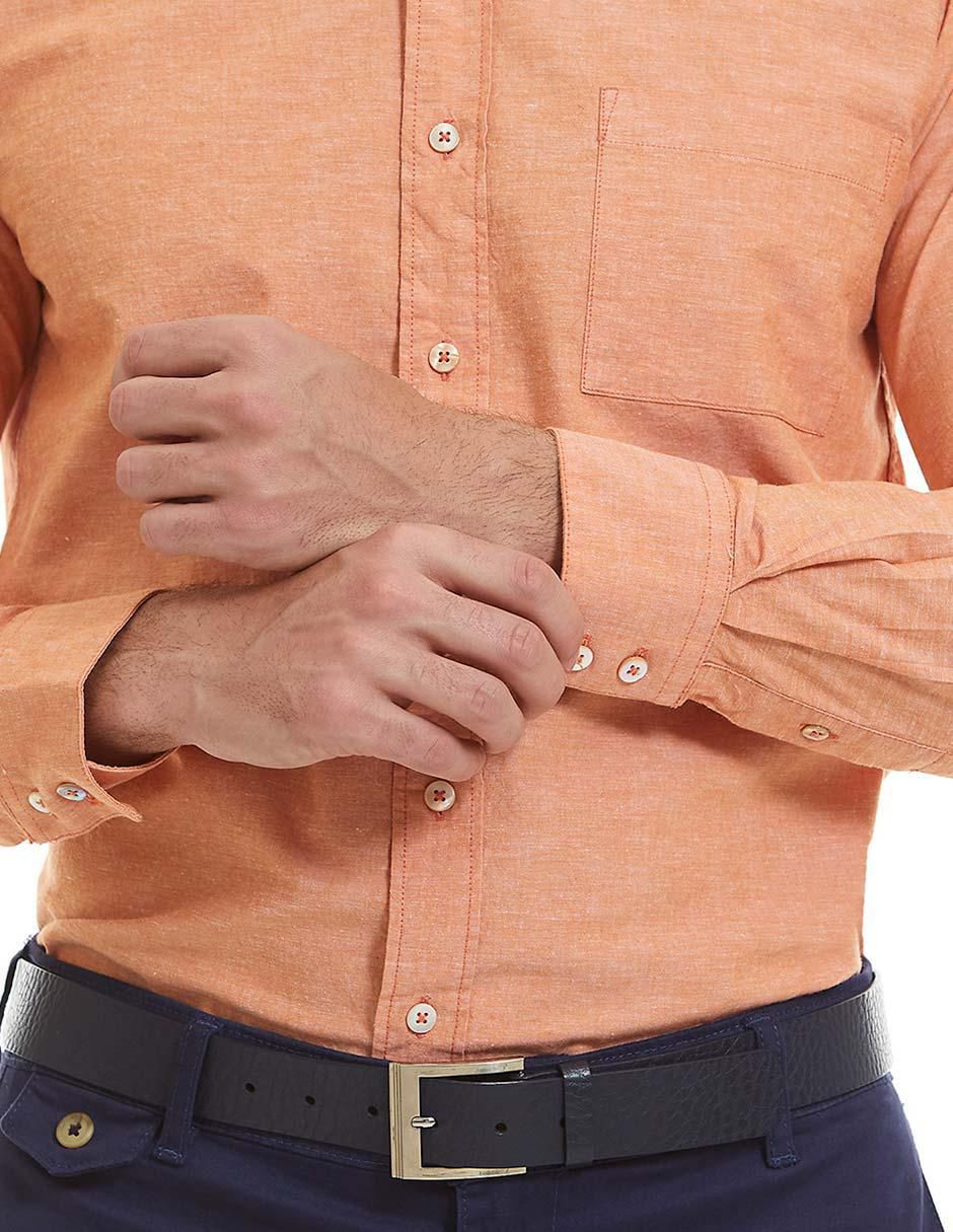Camisa casual Vittorio Forti de lino y algodón manga larga para hombre