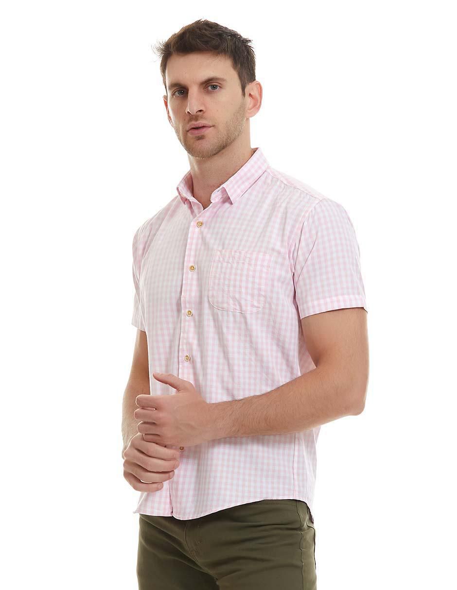 Camisa business casual Vittorio Forti de algodón manga corta para hombre