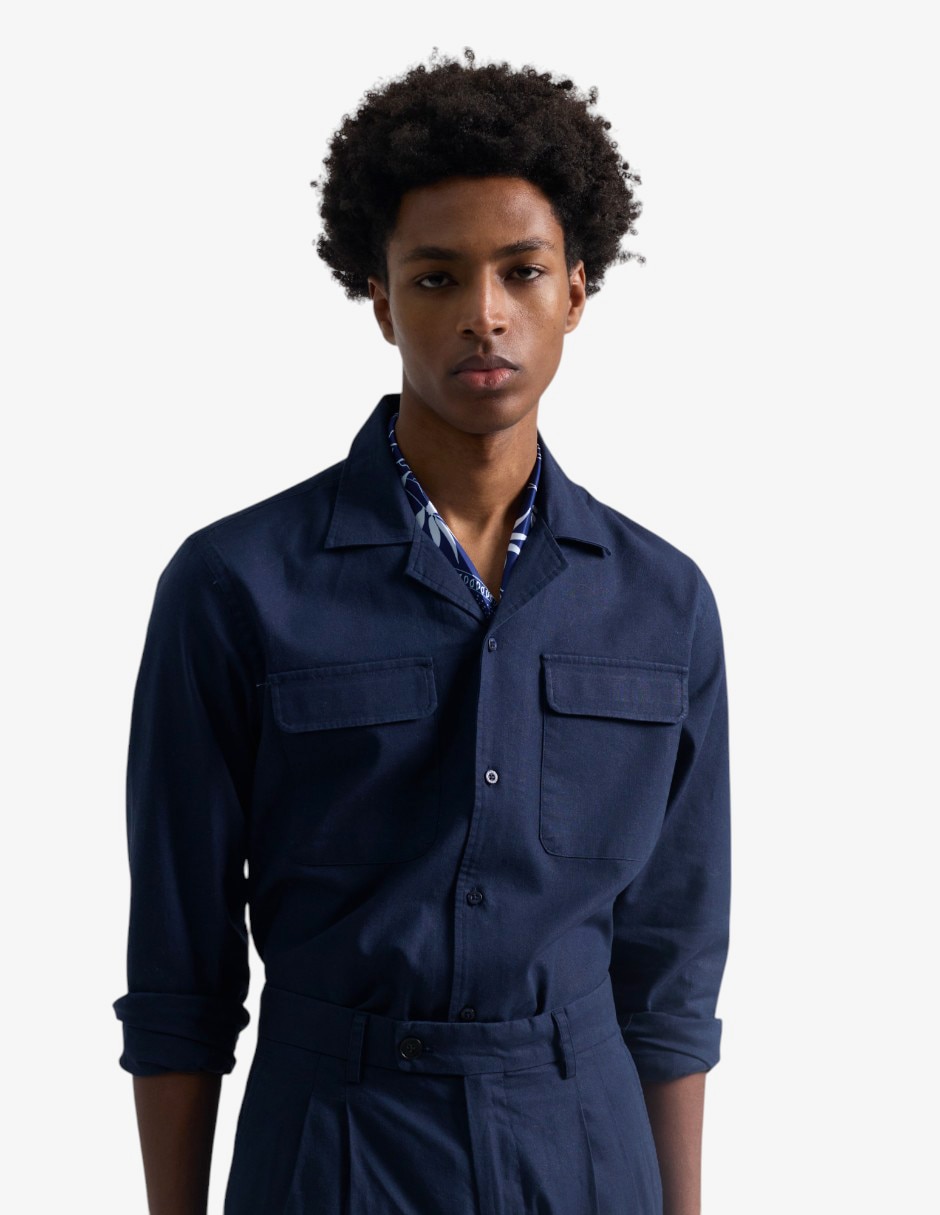 Sobrecamisa casual de algodón manga larga para hombre 2