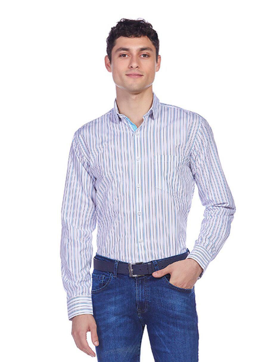 Camisa de vestir de algodón manga larga para hombre