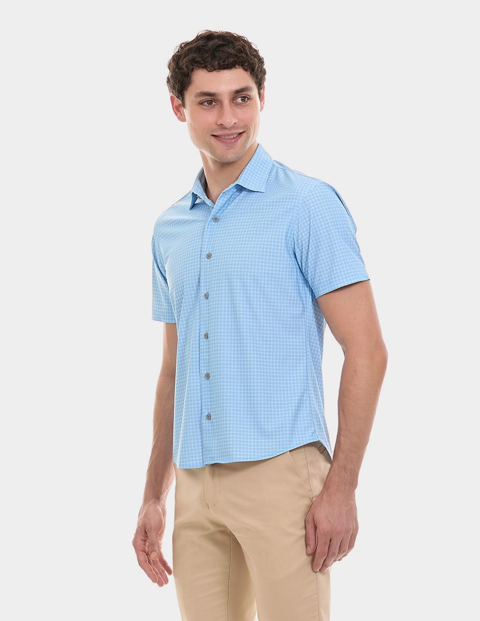"camisa/sobrecamisa" casual "de" (si aplica) poliéster "manga" corta "para hombre" 4