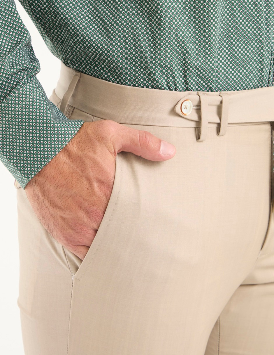 Pantalón de vestir de vestir slim de lana para hombre 4