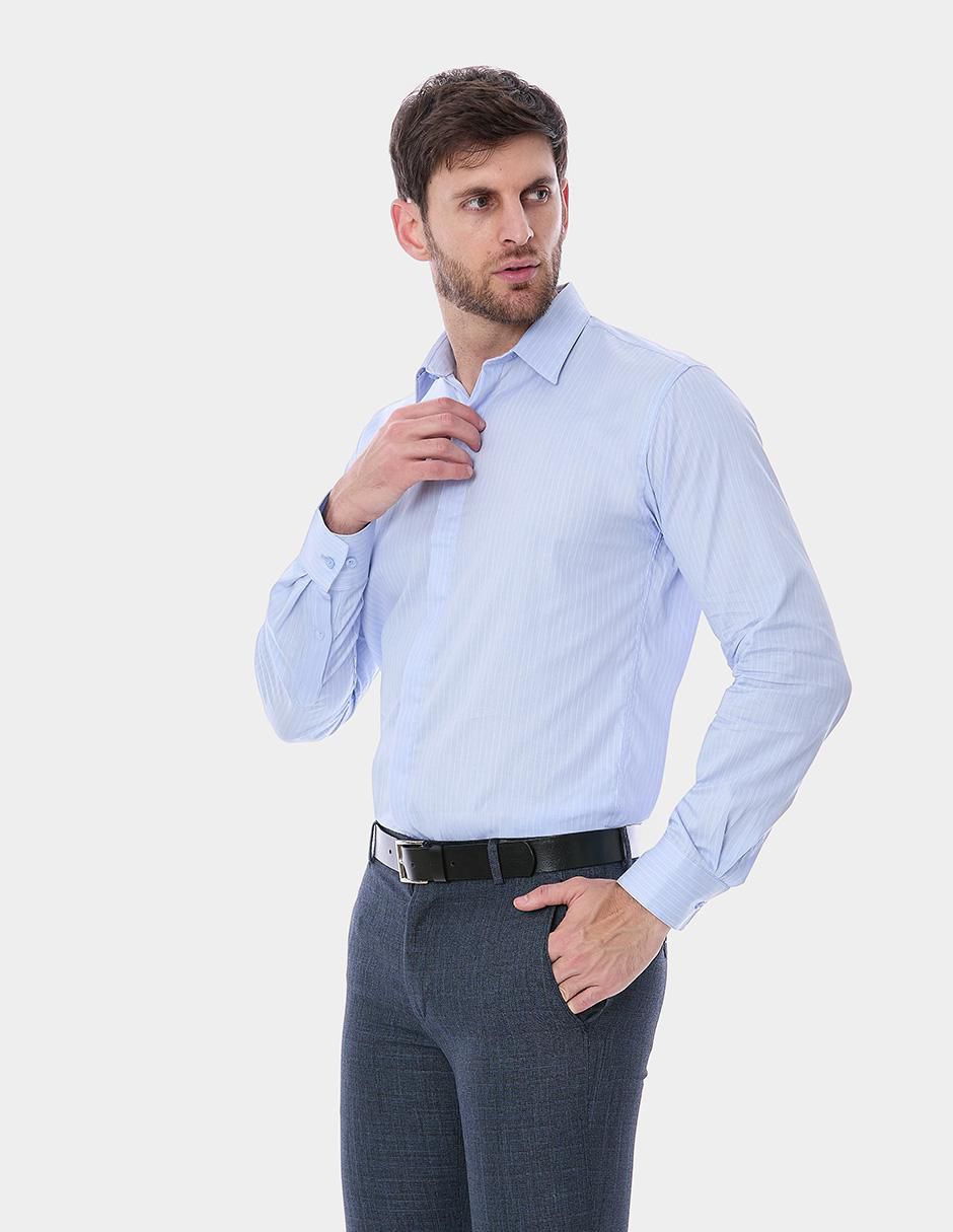 Camisa de vestir de algodón manga larga para hombre 5