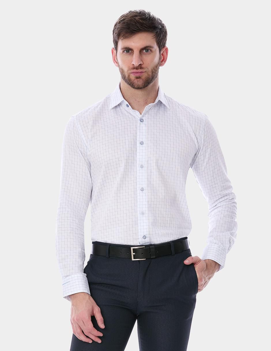 Camisa de vestir de algodón manga larga para hombre