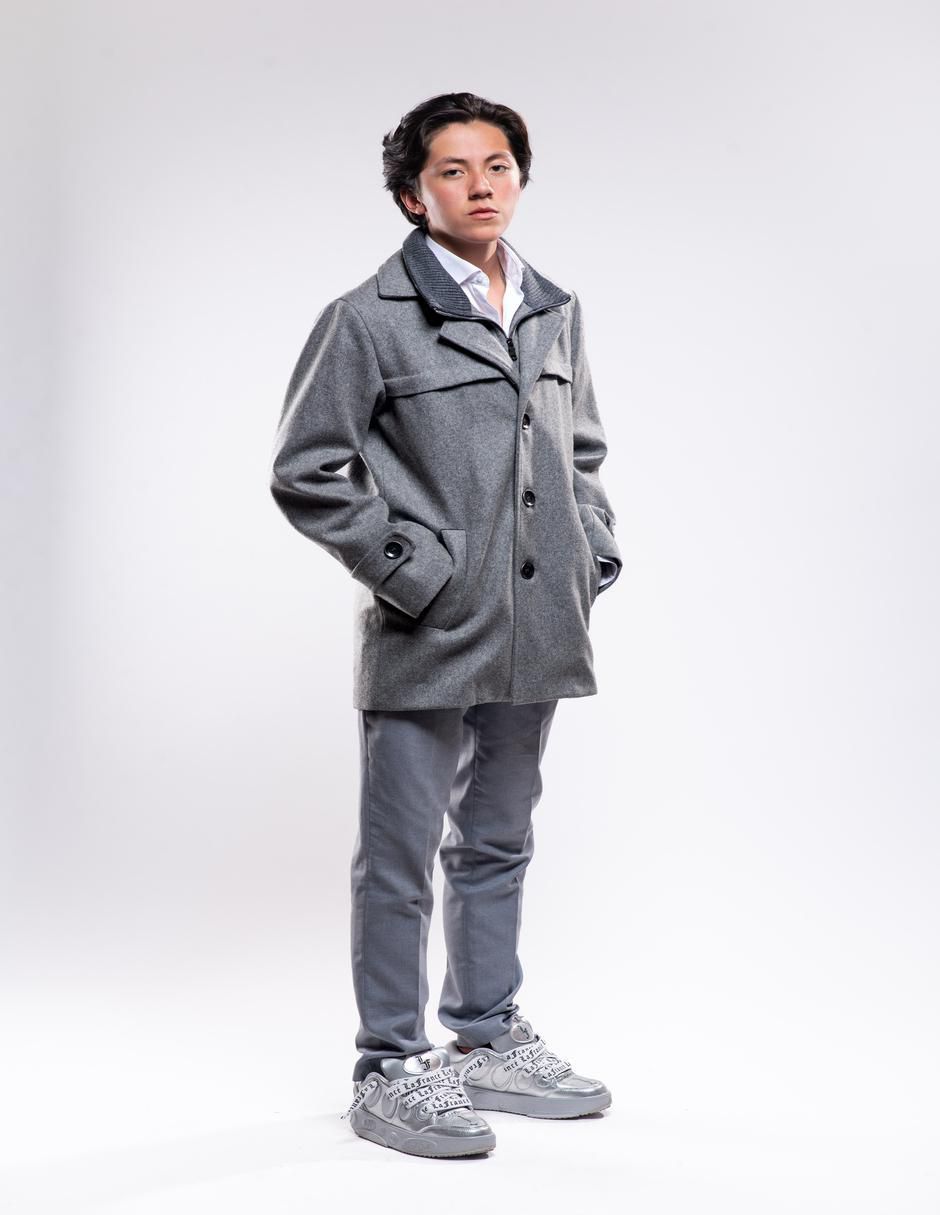 Abrigo de lana impermeable efecto doble prenda para hombre 2