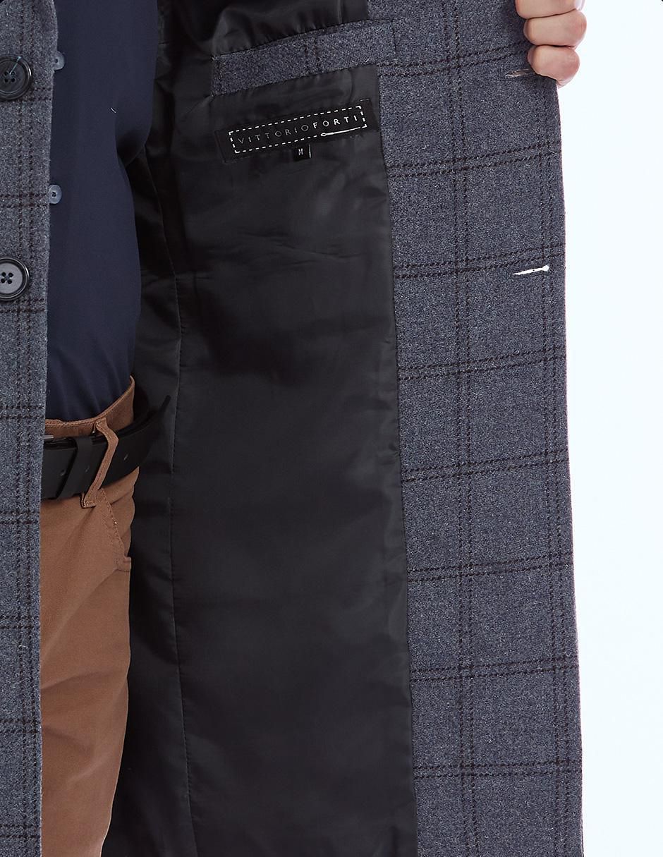 Abrigo de lana estampado a cuadros para hombre 5