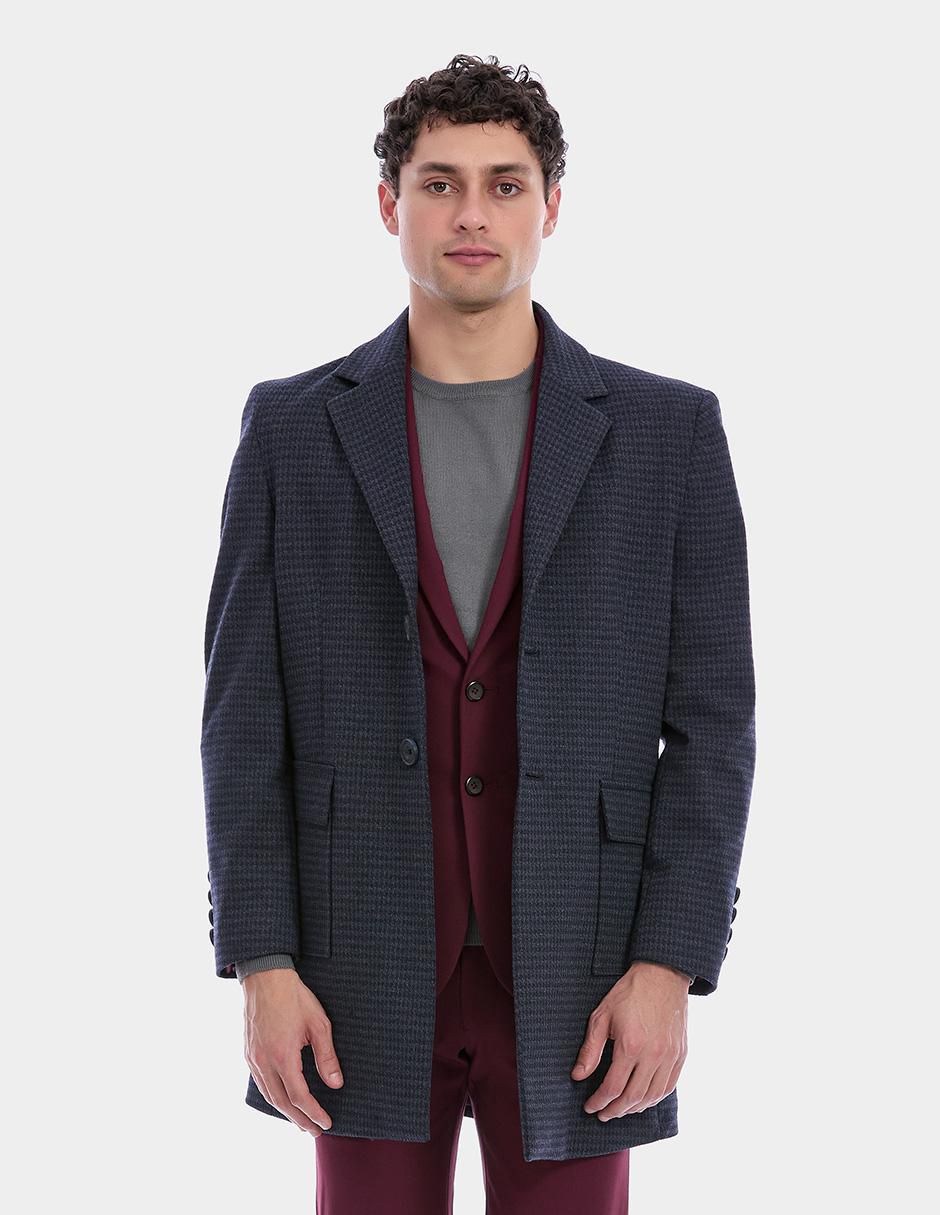 Abrigo con bolsillos estampado pata de gallo para hombre Abrigo con bolsillos estampado pata de gallo para hombre
