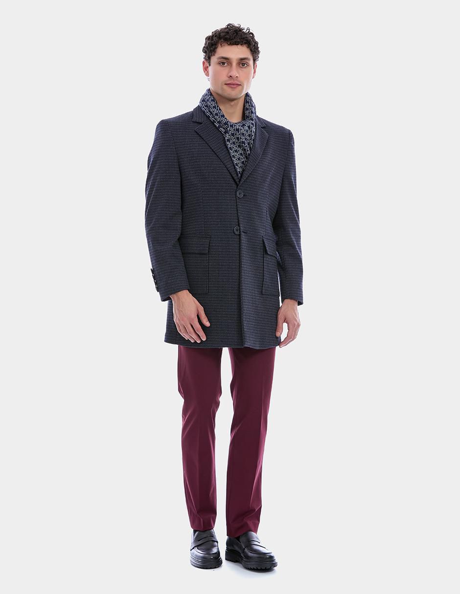 Abrigo con bolsillos estampado pata de gallo para hombre 2
