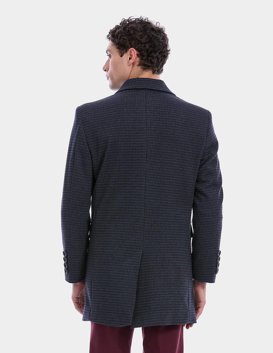 Abrigo con bolsillos estampado pata de gallo para hombre 3