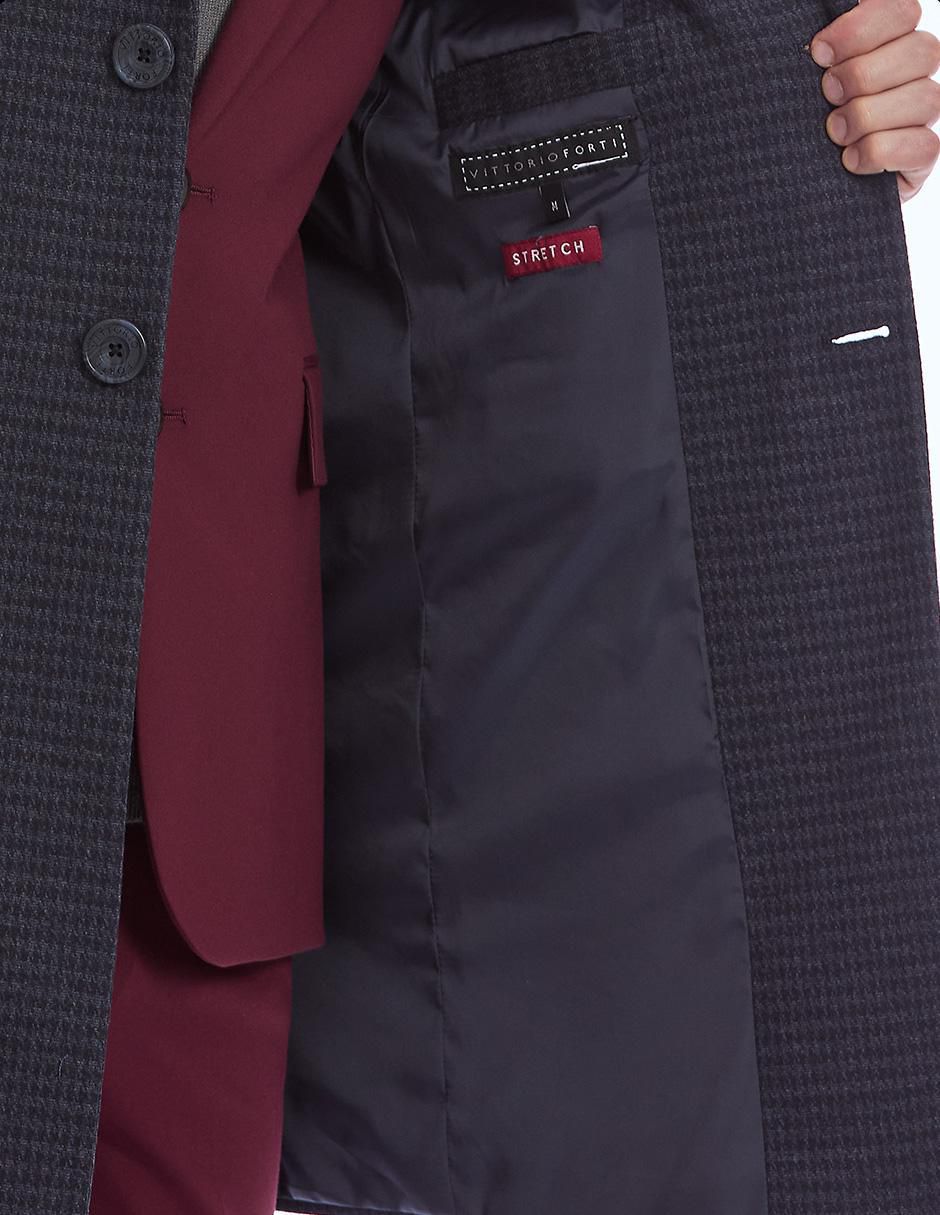 Abrigo con bolsillos estampado pata de gallo para hombre 5