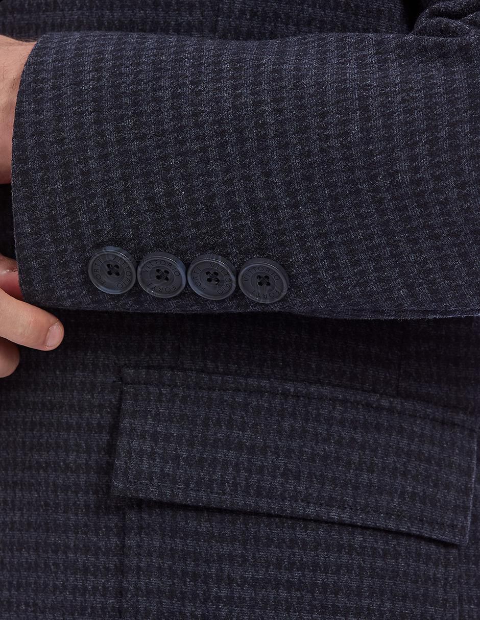 Abrigo con bolsillos estampado pata de gallo para hombre 6