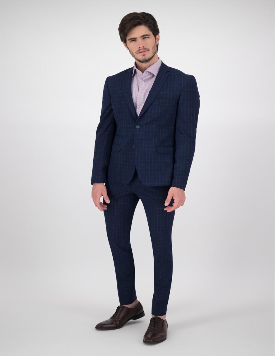 Traje Skinny Fit Azul Marino Cuadros By Men's Fashion en Liverpool